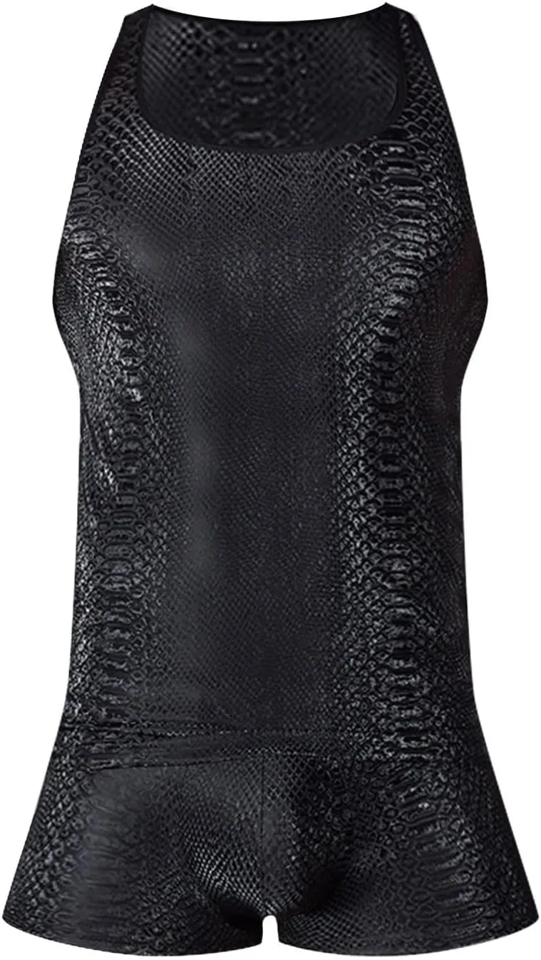 Mens T Shaped Pants Leather Double Open Cut Underwear Color Matching Mesh Low Waisted Underwear Super Car Lover