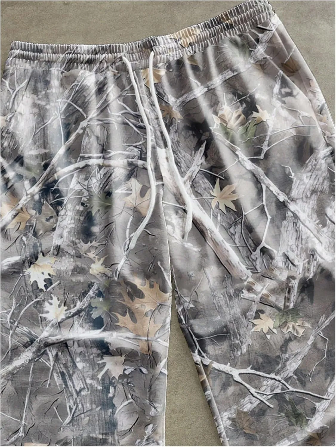 Men's Vintage Camo Pants Wide Leg Drawstring Waist Casual Baggy Sweatpants Trousers Streetwear
