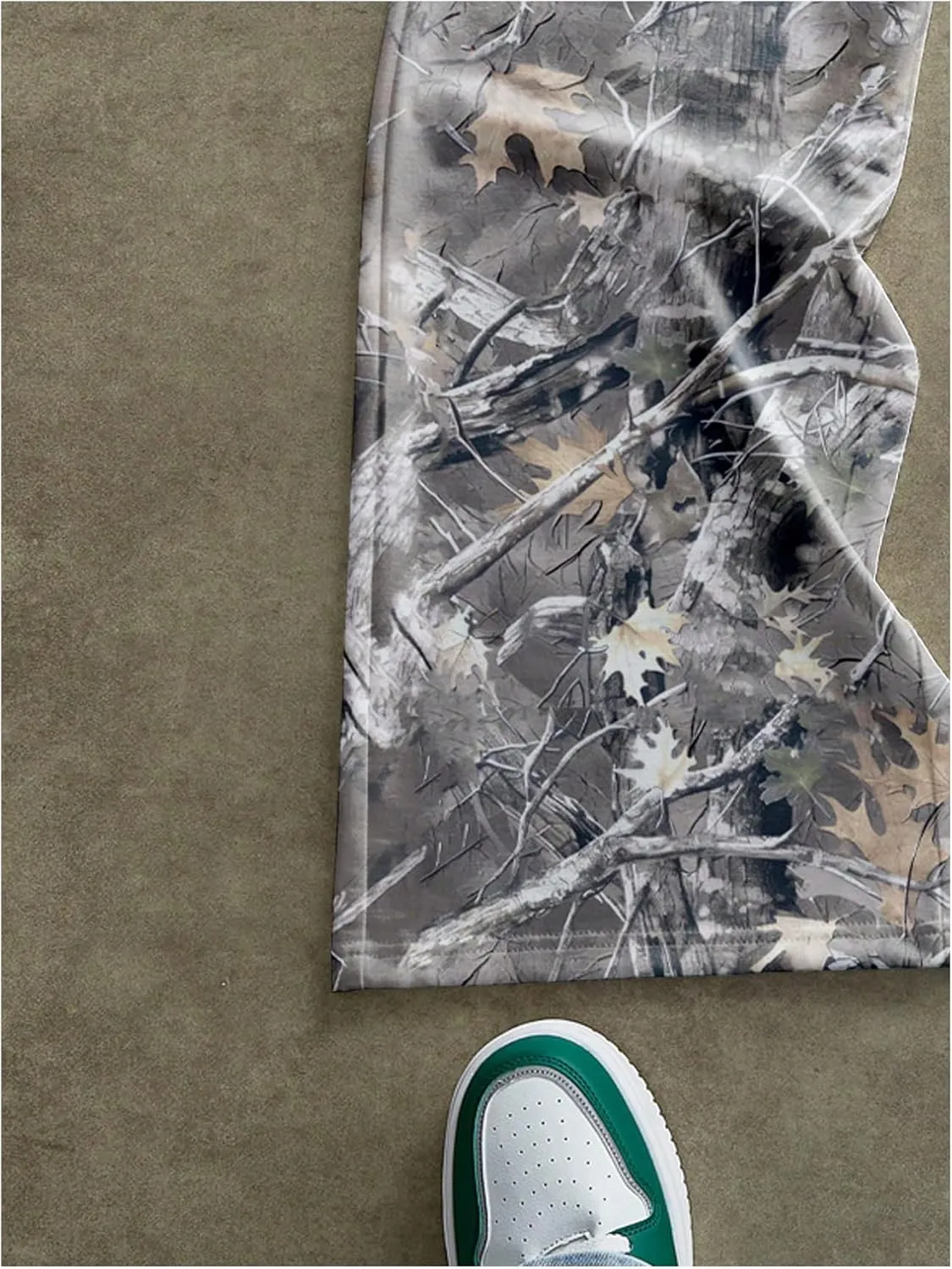 Men's Vintage Camo Pants Wide Leg Drawstring Waist Casual Baggy Sweatpants Trousers Streetwear