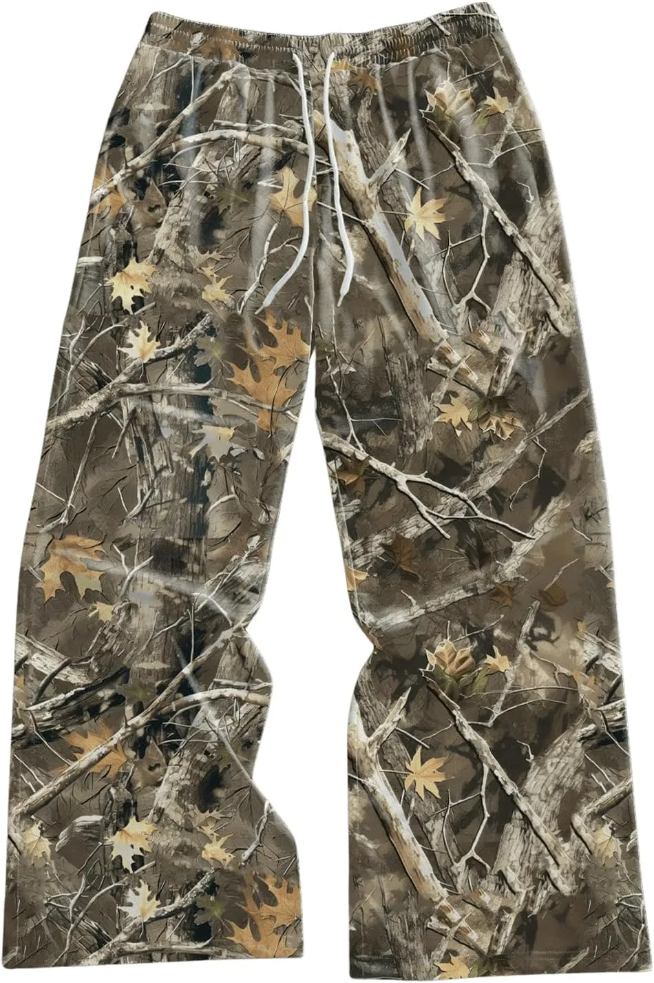 Men's Vintage Camo Pants Wide Leg Drawstring Waist Casual Baggy Sweatpants Trousers Streetwear