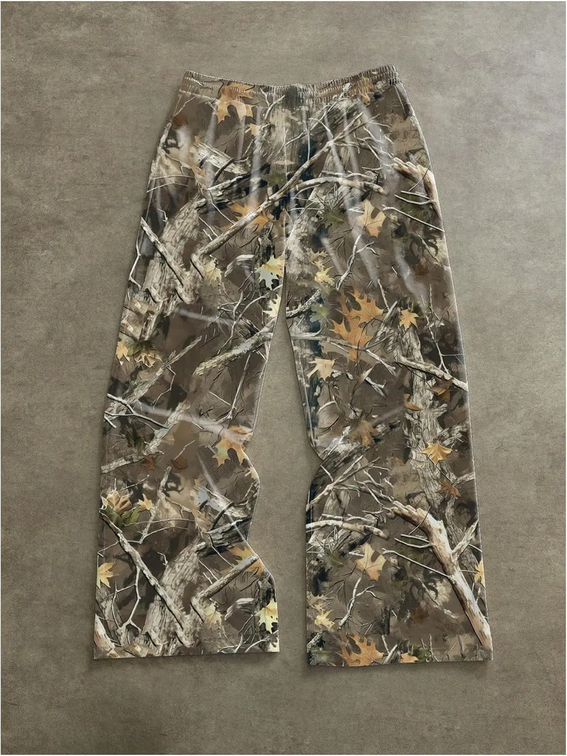Men's Vintage Camo Pants Wide Leg Drawstring Waist Casual Baggy Sweatpants Trousers Streetwear
