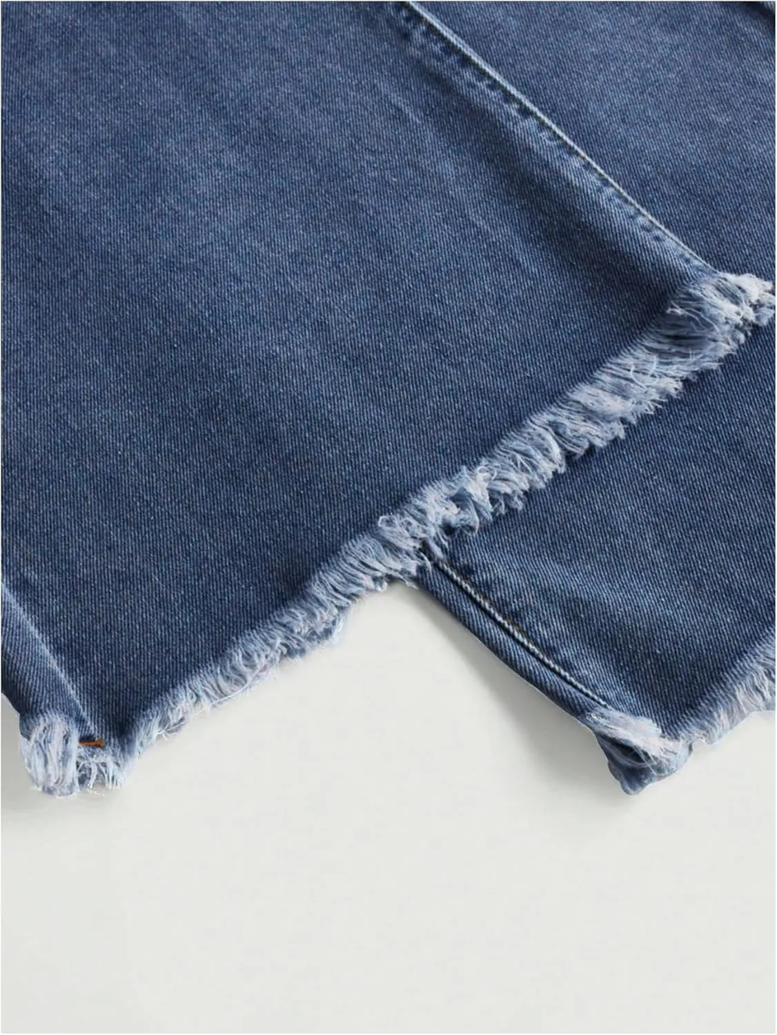 Milumia Girl's Drawstring Paperbag Waist Raw Hem Denim Pants Straight Wide Leg Baggy Jeans