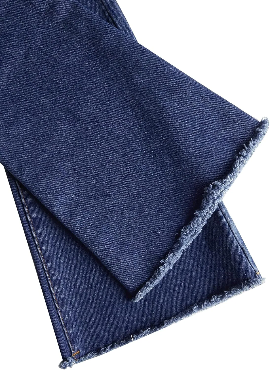 Milumia Girl's Raw Hem Flare Jeans Long Bell Bottom Wide Leg Denim Pants with Pockets