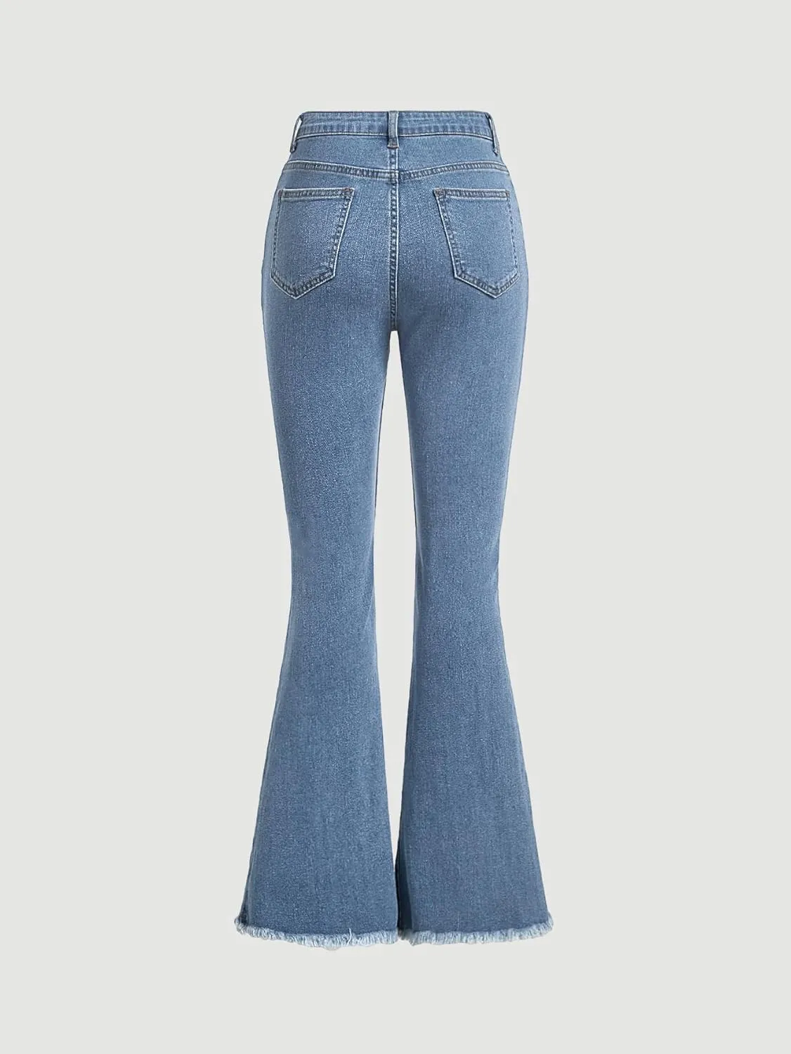 Milumia Girl's Raw Hem Flare Jeans Long Bell Bottom Wide Leg Denim Pants with Pockets