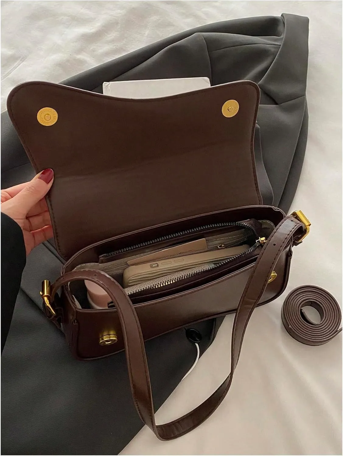 Milumia Women's Leather Hobo Handbags Flap Closure Shoulder Underarm Bag Y2K Trendy Clutch Purse