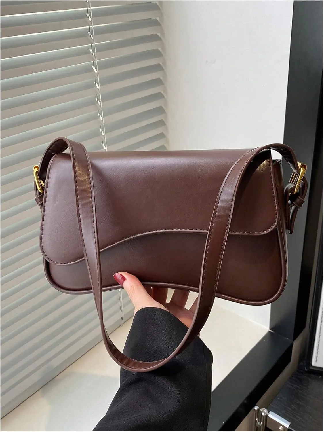 Milumia Women's Leather Hobo Handbags Flap Closure Shoulder Underarm Bag Y2K Trendy Clutch Purse