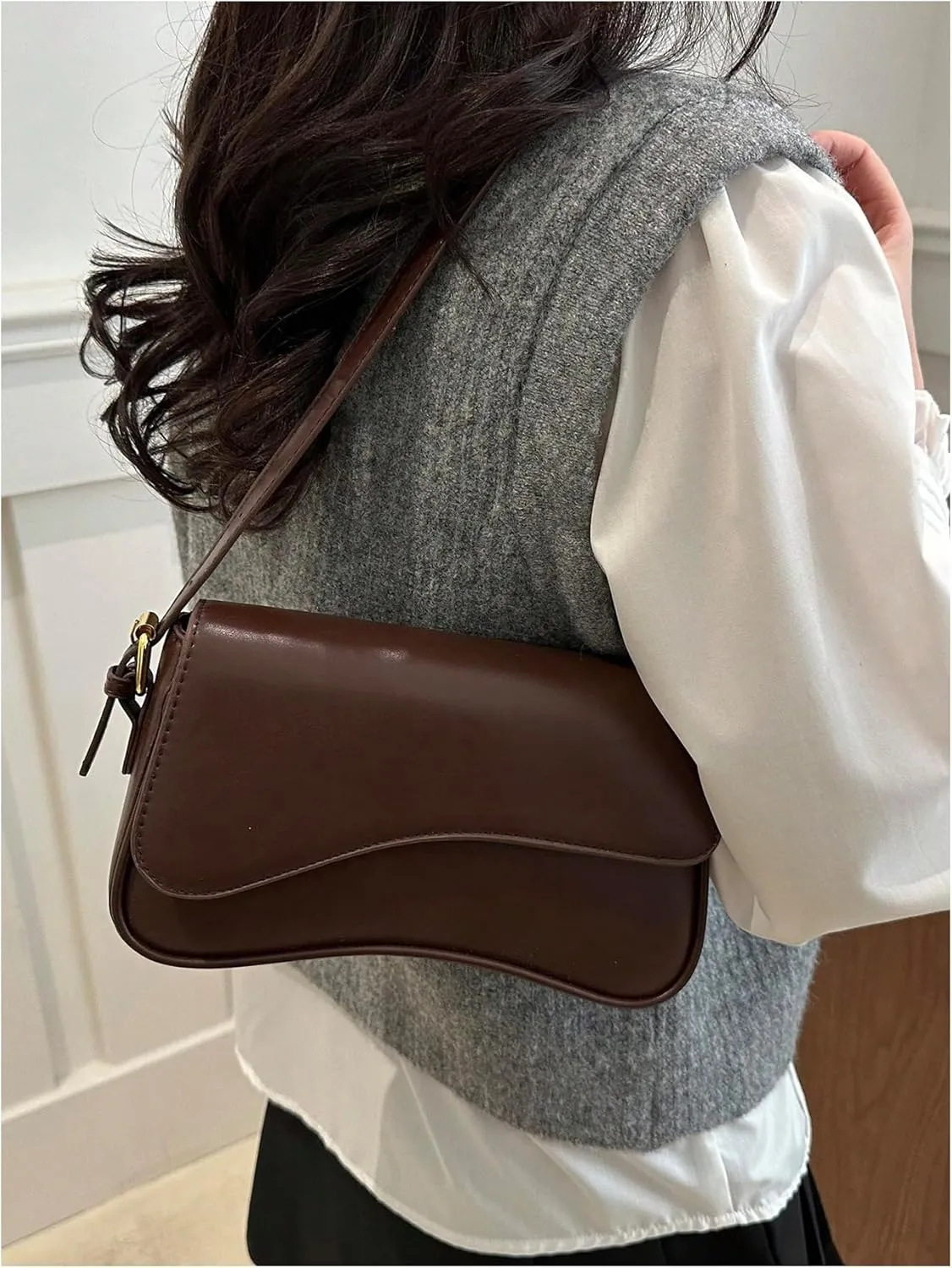 Milumia Women's Leather Hobo Handbags Flap Closure Shoulder Underarm Bag Y2K Trendy Clutch Purse