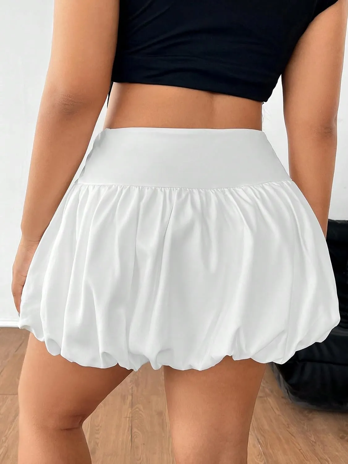 Milumia Women's Plus Size Bubble Mini Skirt High Wasted Flared Short Skirts