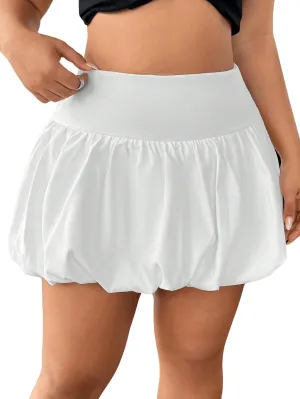 Milumia Women's Plus Size Bubble Mini Skirt High Wasted Flared Short Skirts