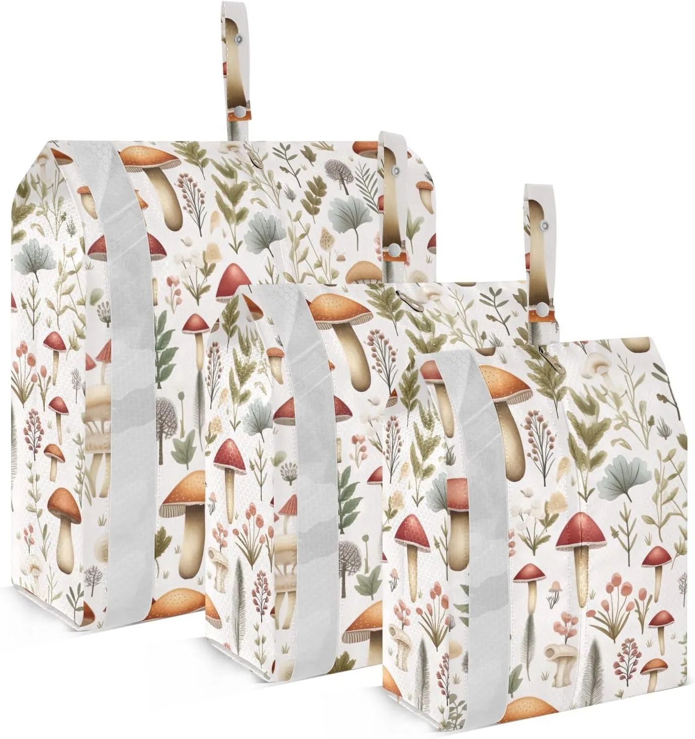 Mushroom Leaves Funny Cartoon Packing Cubes for Travel 3 Set Compression Packing Cube Luggage Bags for Travel Accessories