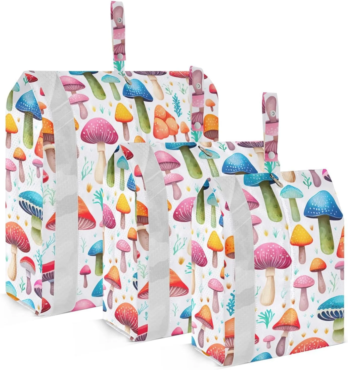 Mushrooms Cartoon Leave Packing Cubes for Travel 3 Set Compression Travel Cubes Luggage Cubes for Carry On