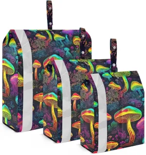 Mushrooms Colorful Packing Cubes for Travel 3 Set Packing Essentials Luggage Cubes for Carry On