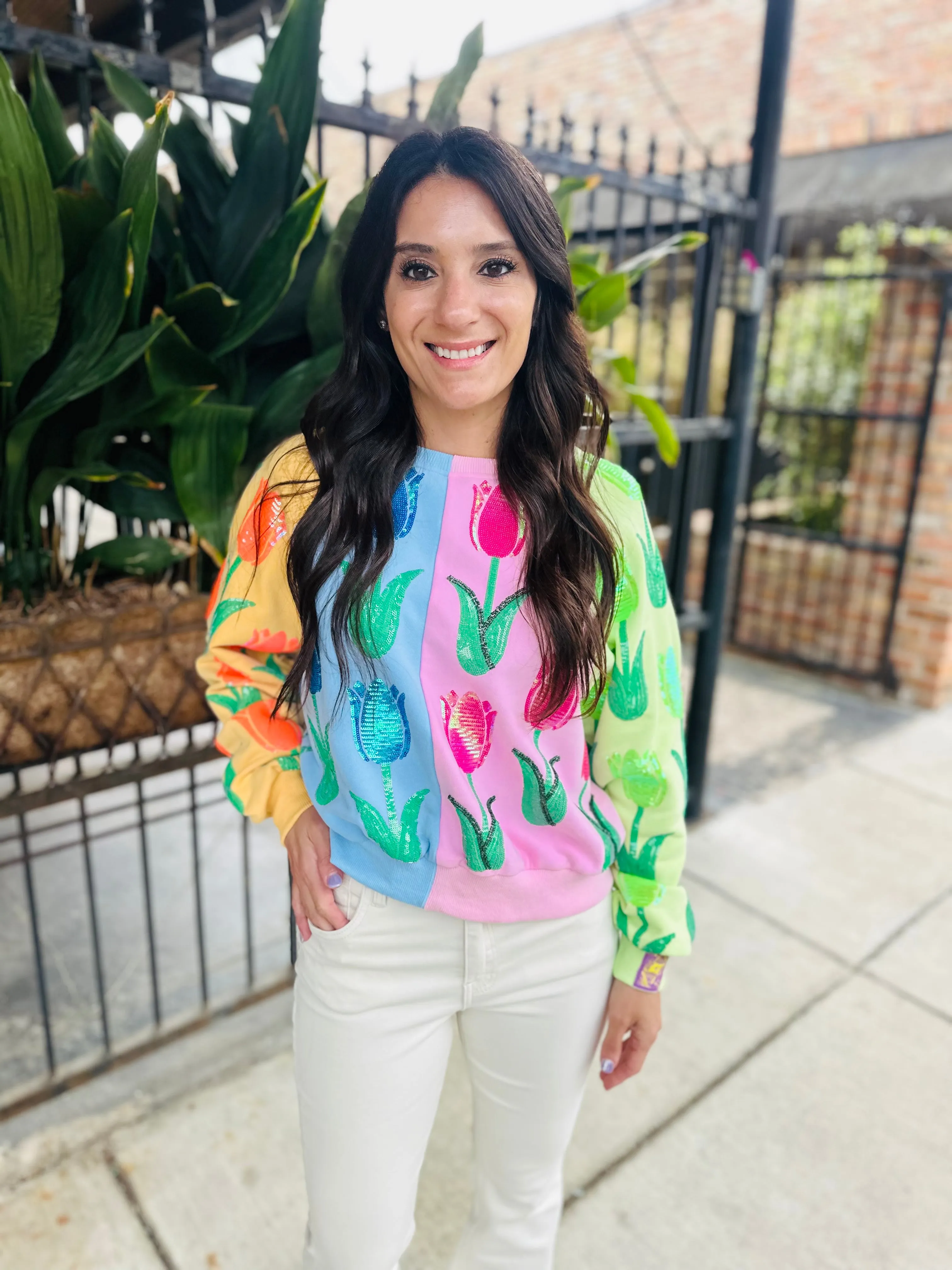 Neon Colorblock Tulip Sweatshirt