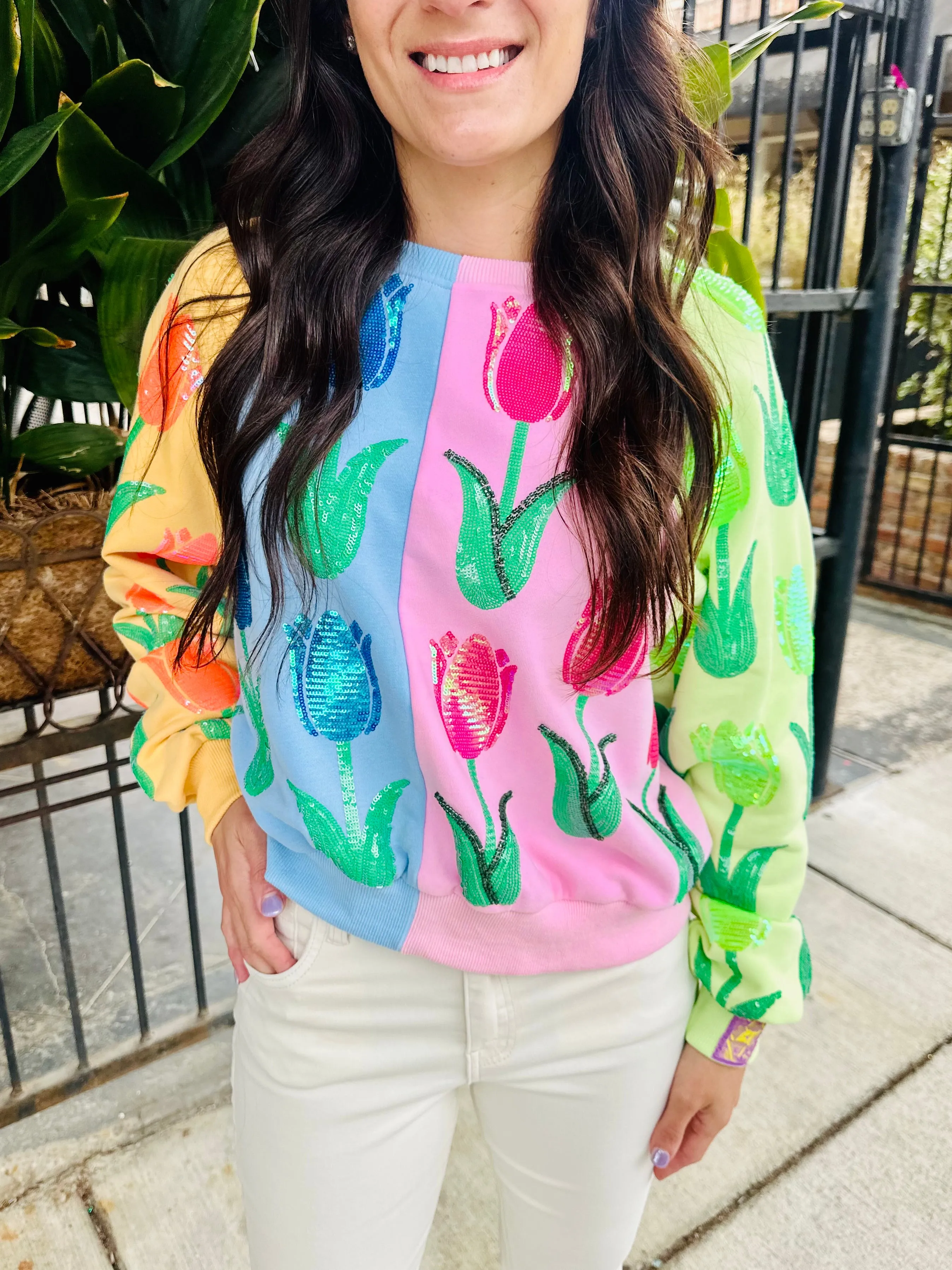 Neon Colorblock Tulip Sweatshirt