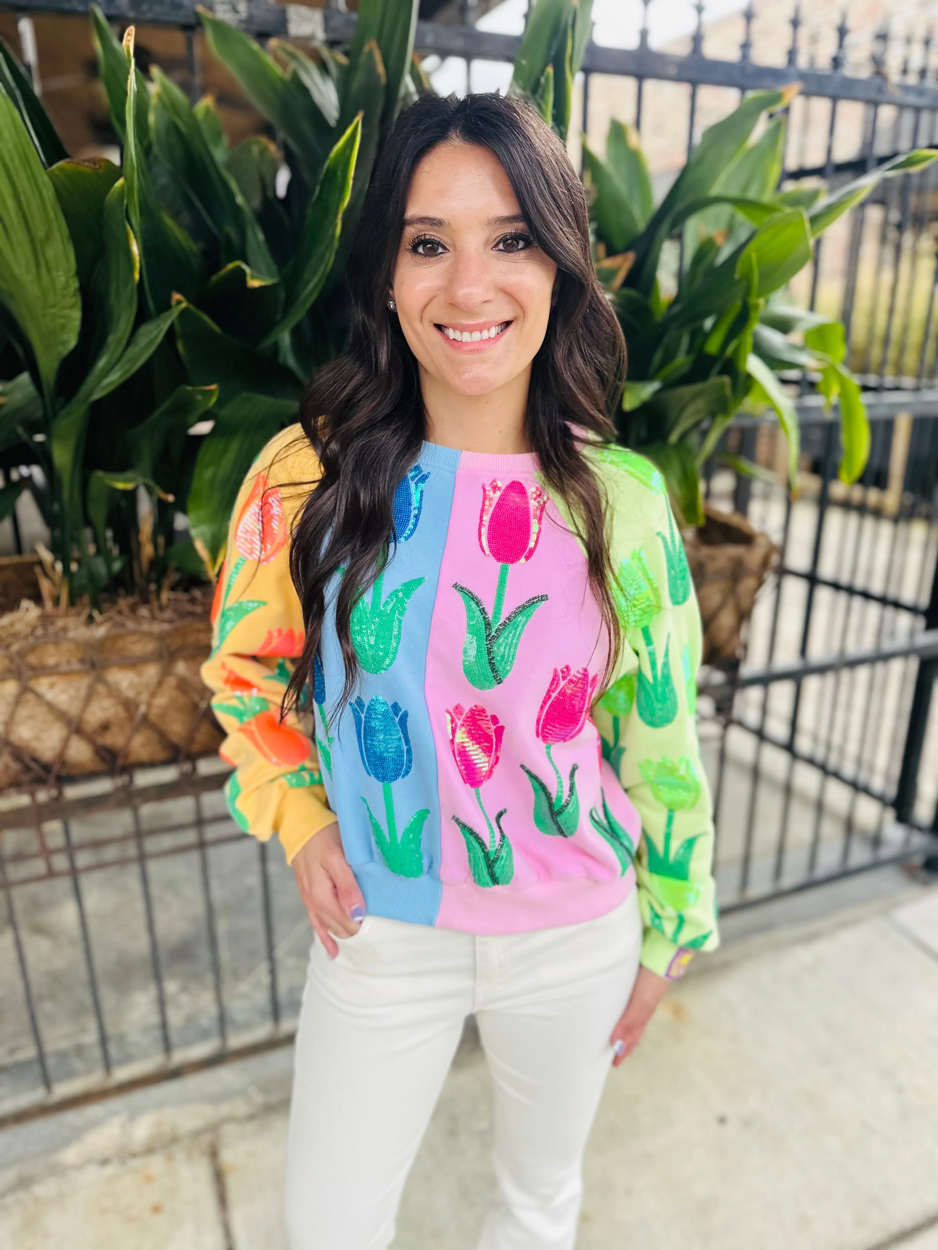 Neon Colorblock Tulip Sweatshirt
