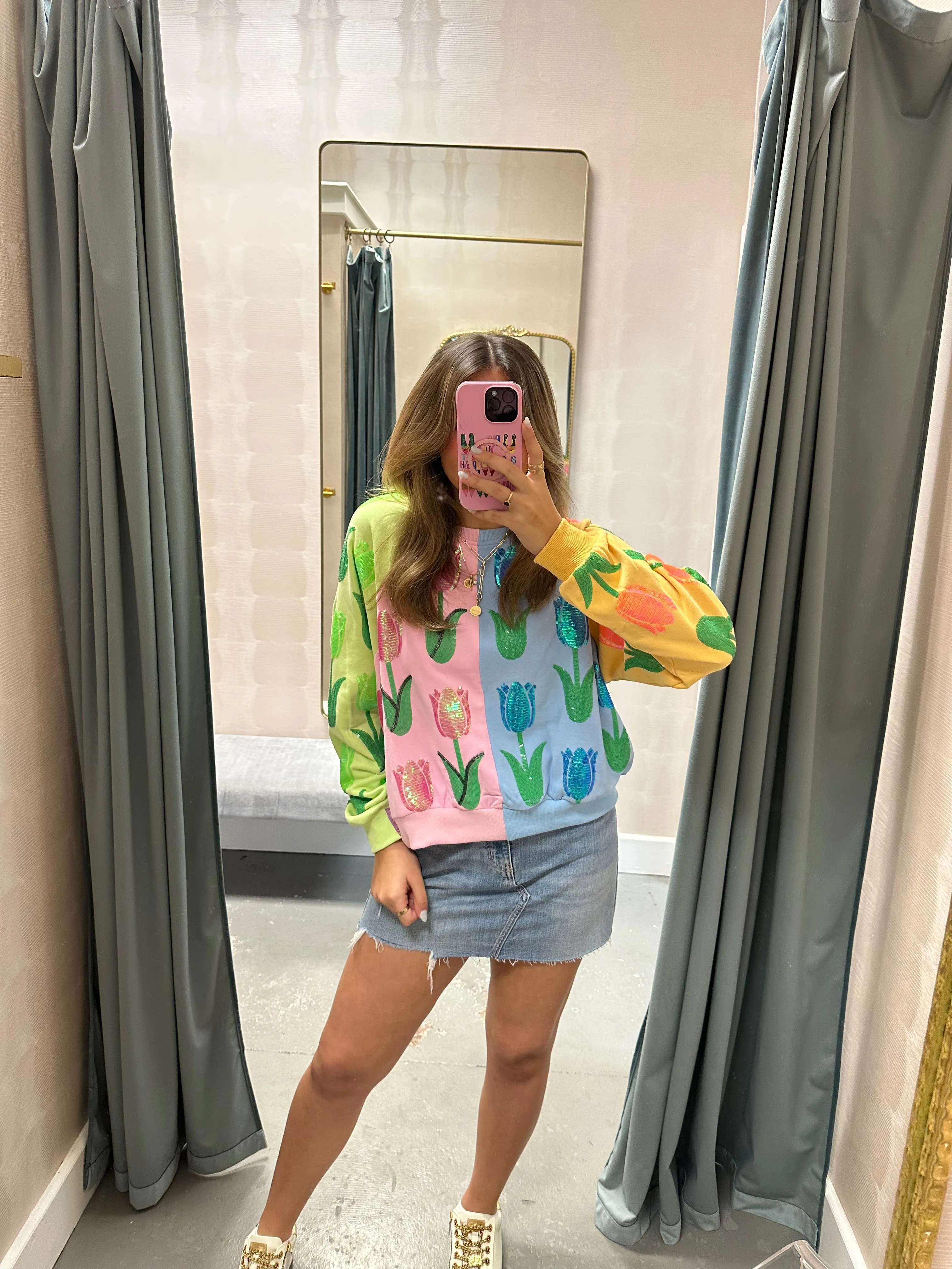 Neon Colorblock Tulip Sweatshirt