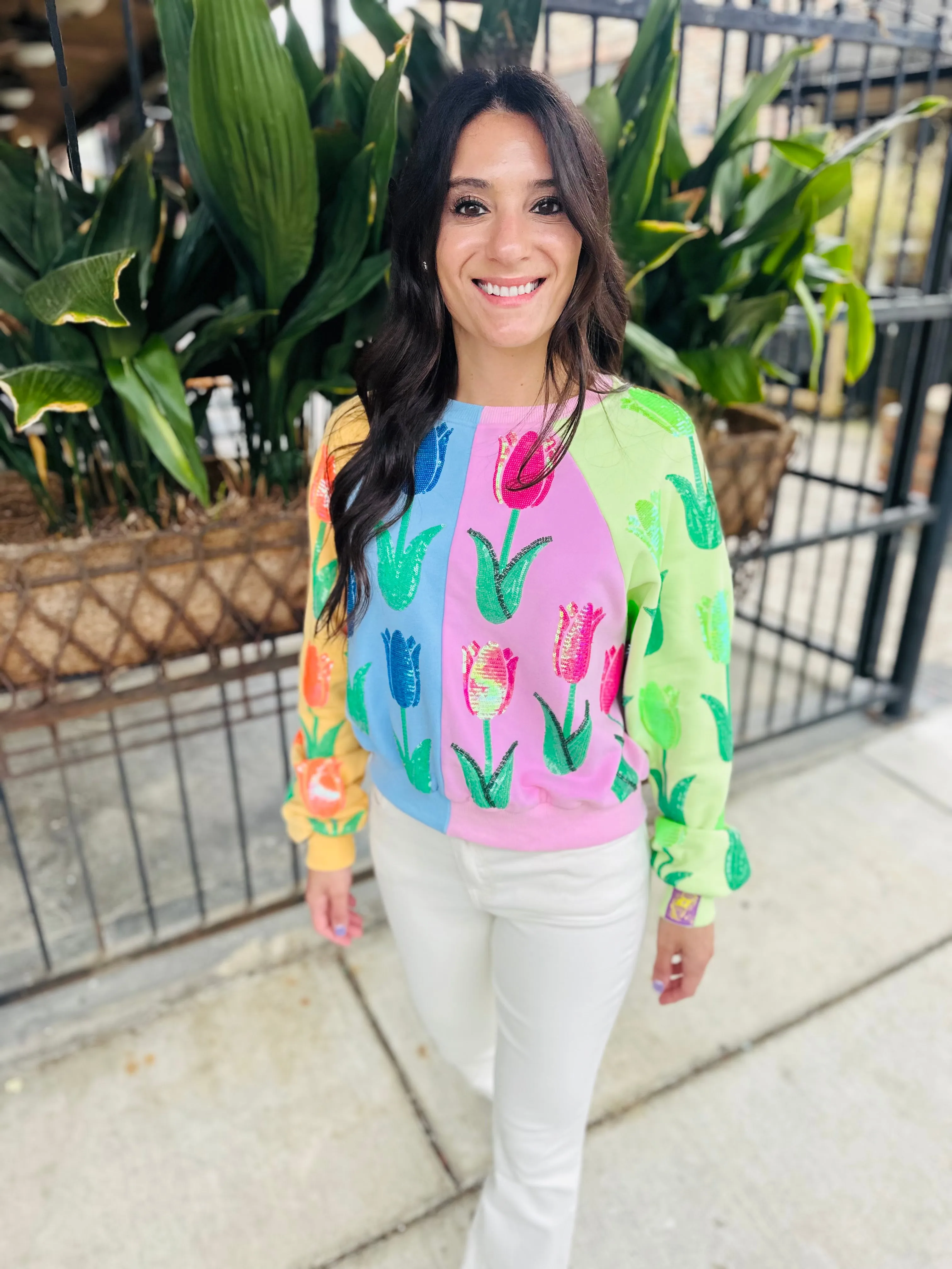 Neon Colorblock Tulip Sweatshirt