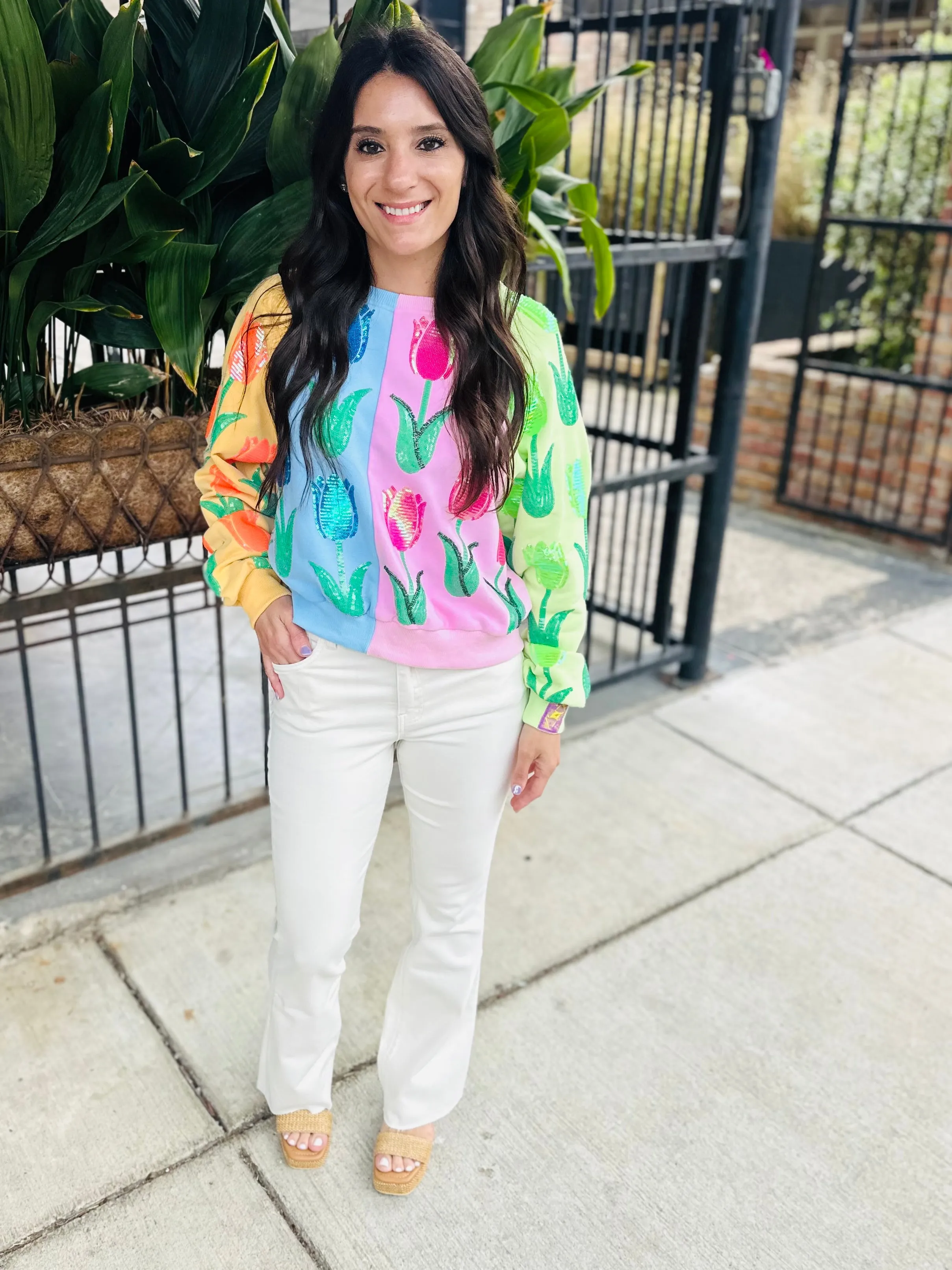 Neon Colorblock Tulip Sweatshirt