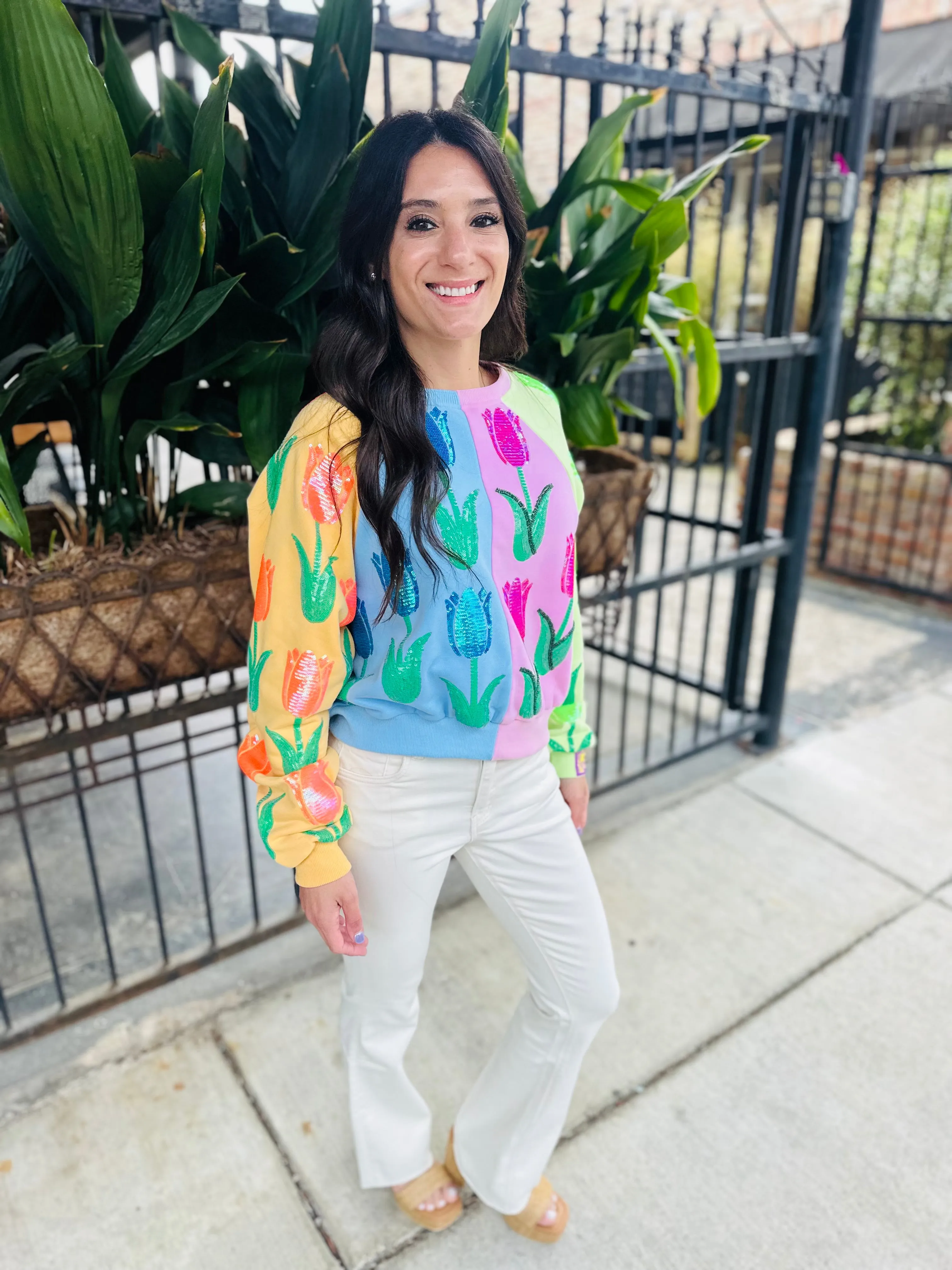 Neon Colorblock Tulip Sweatshirt