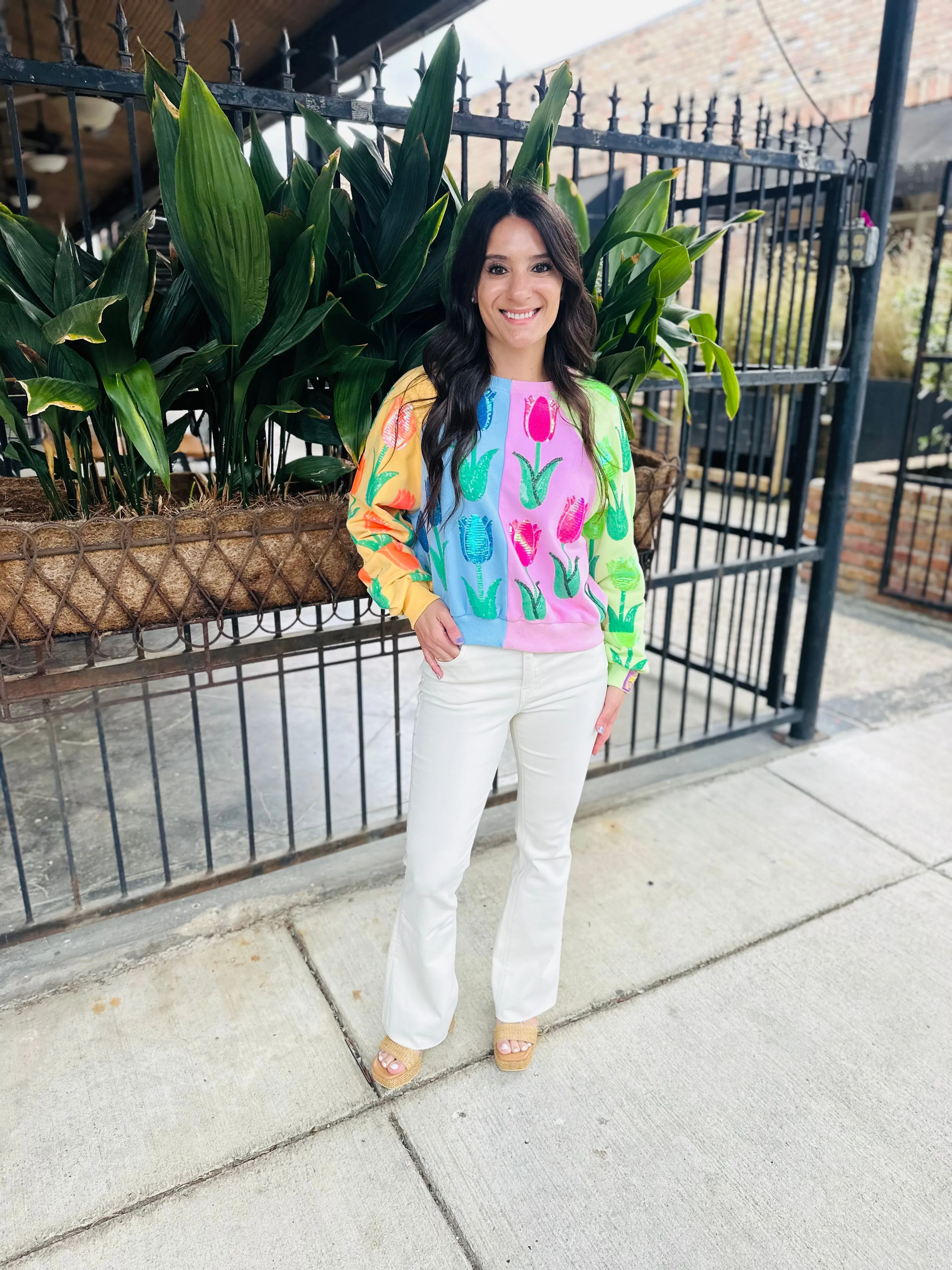 Neon Colorblock Tulip Sweatshirt