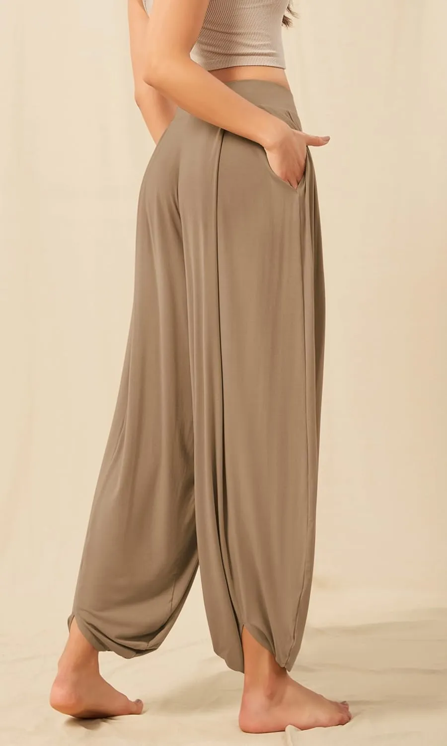 ODODOS Women's Wide Leg Pants with Pockets Lightweight Loose Draped Casual Palazzo Lounge Pajama Harem Pants