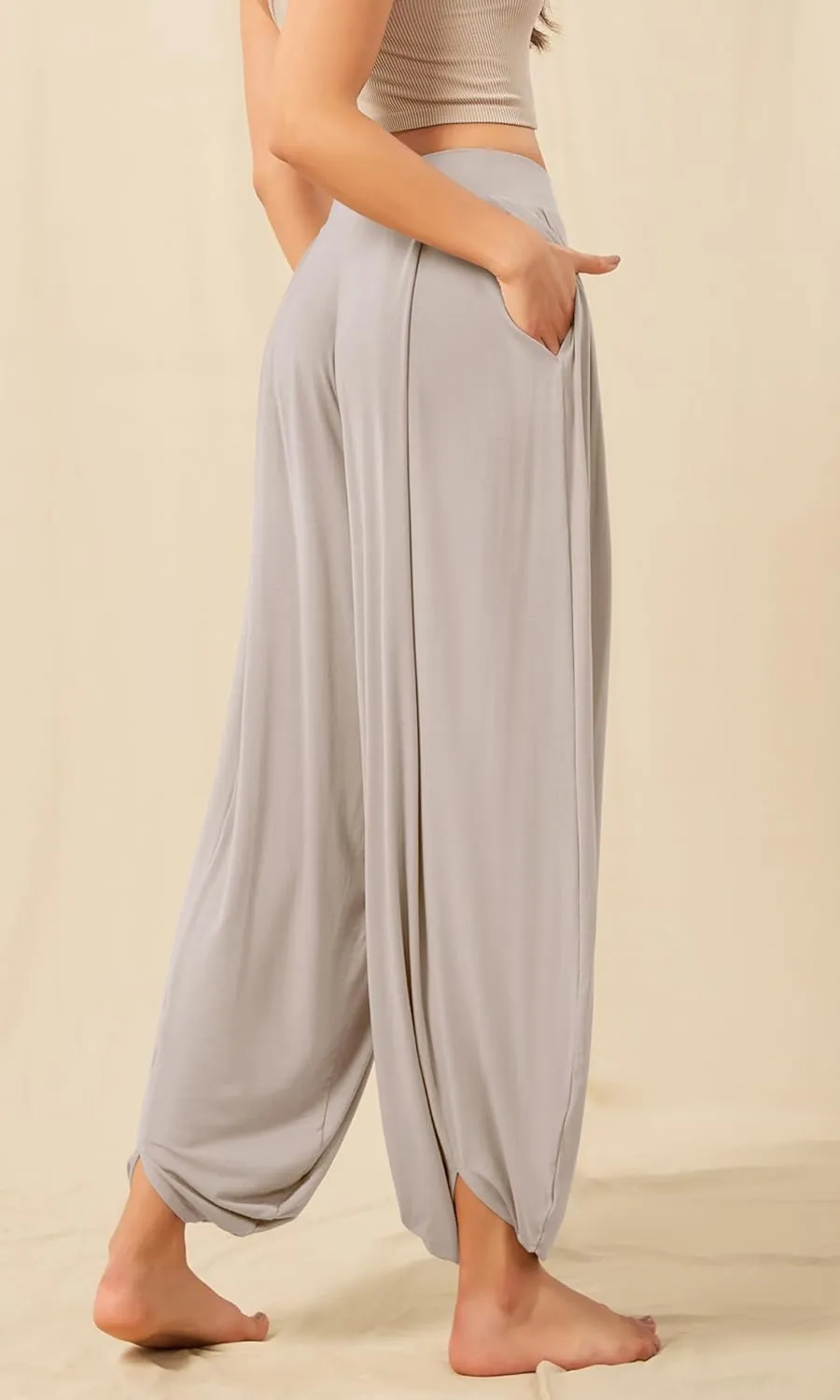 ODODOS Women's Wide Leg Pants with Pockets Lightweight Loose Draped Casual Palazzo Lounge Pajama Harem Pants