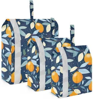 Orange Leaves Blue Packing Cubes for Travel 3 Set Travel Packing Cubes Suitcase Organizer Bags Set for Travel Essentials