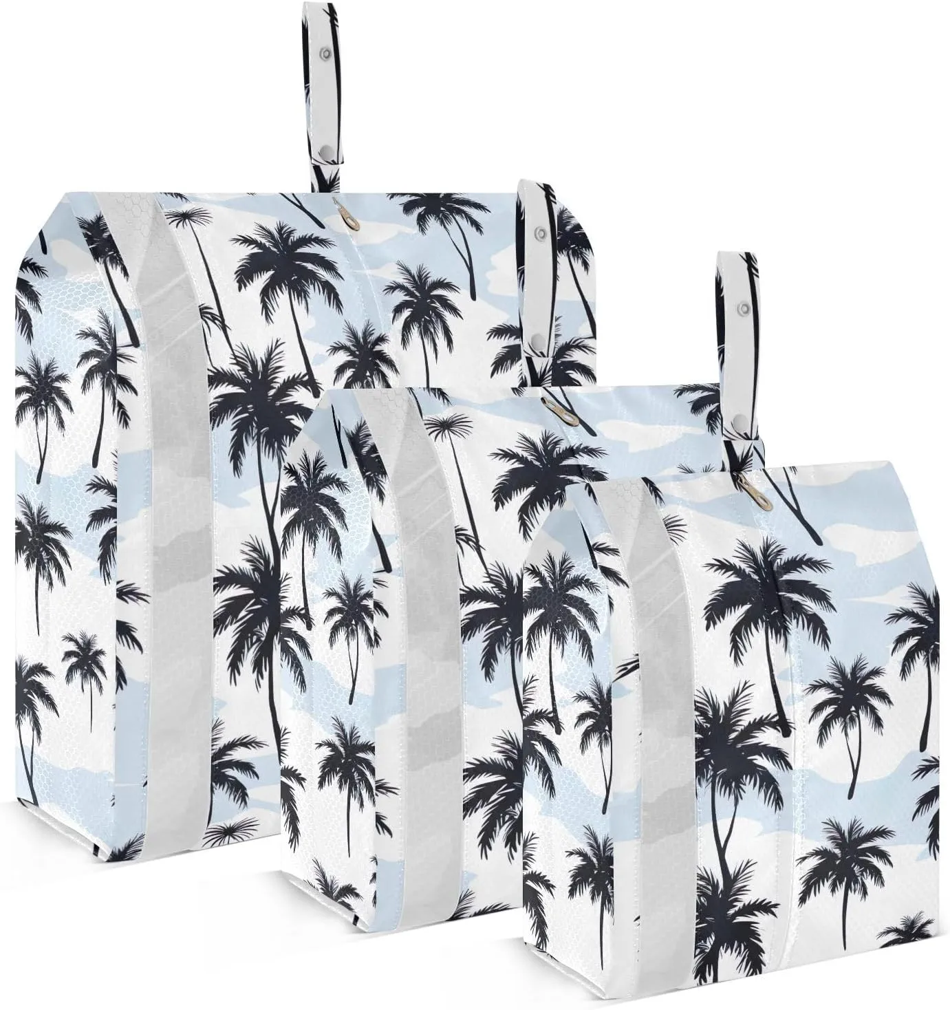 Palm Trees Blue White Packing Cubes for Travel 3 Set Packing Essentials Luggage Cubes for Carry On