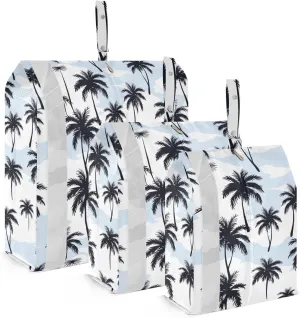 Palm Trees Blue White Packing Cubes for Travel 3 Set Packing Essentials Luggage Cubes for Carry On