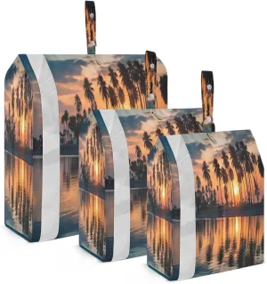 Palm Trees Sunset Lake Packing Cubes for Travel 3 Set Compression Packing Cubes Suitcase Organizer Bags Set for Travel Compression