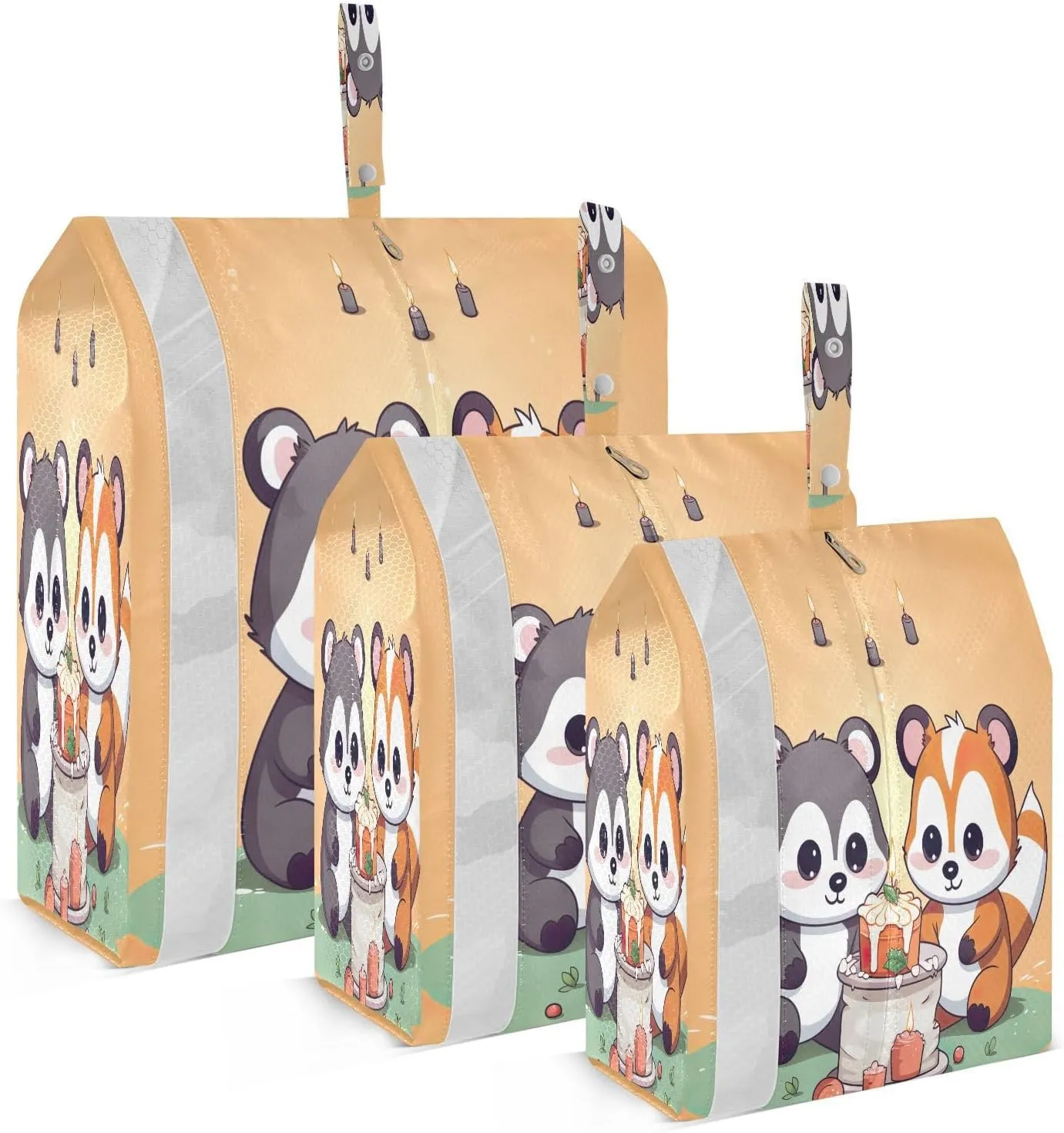 Panda Fox Birthday Packing Cubes for Travel 3 Set Luggage Packing Cubes Luggage Packing Organizers for Organization