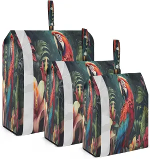 Parrots Tropicl Hibiscus Black Packing Cubes for Travel 3 Set Compression Packing Cube Luggage Organizer Bags for Suitcases