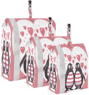 Penguins Heart Pink Packing Cubes for Travel 3 Set Luggage Packing Cubes Luggage Packing Organizers for Travel Compression