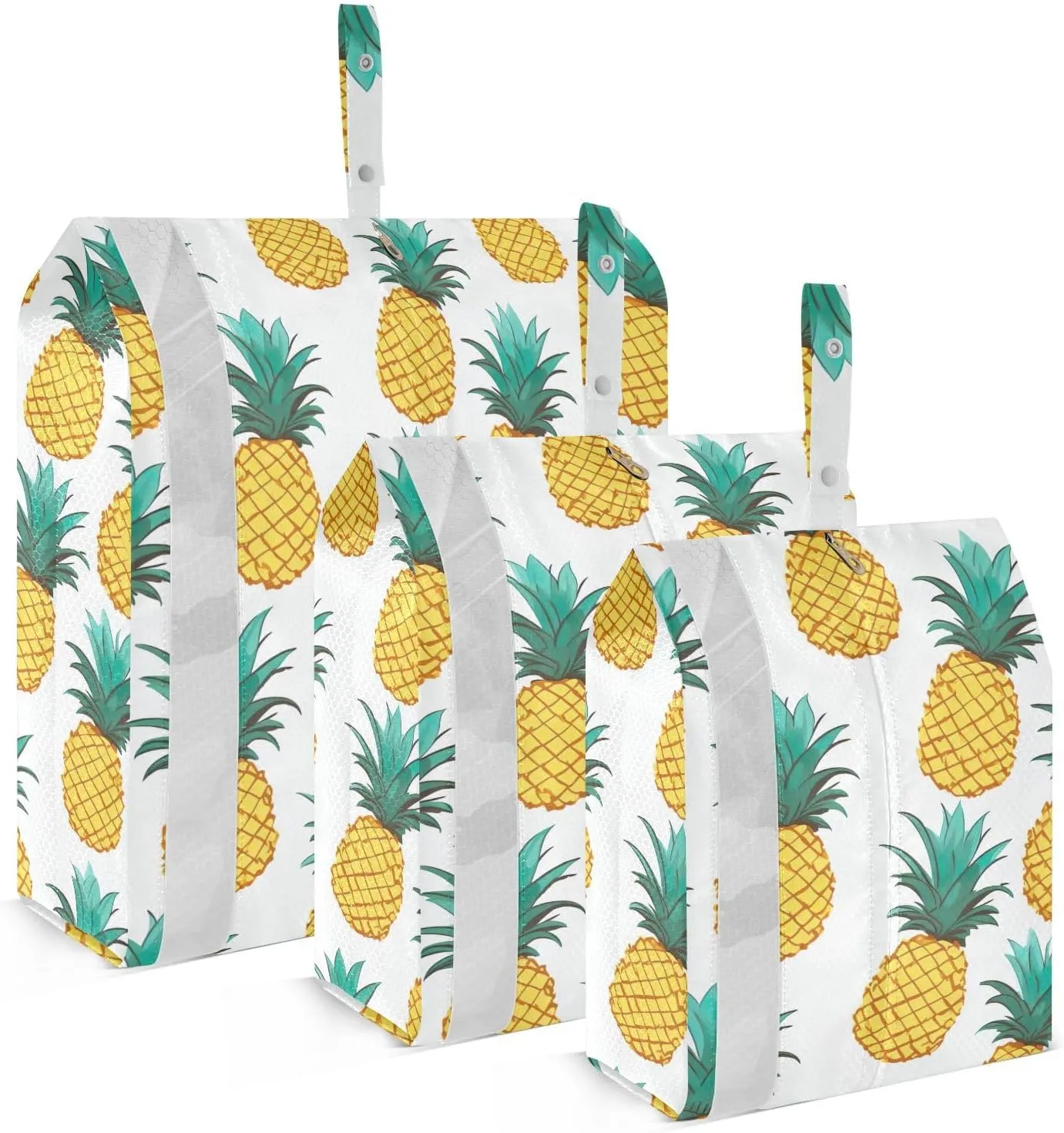 Pineapple White Packing Cubes for Travel 3 Set Compression Packing Cube Luggage Organizer Bags for Carry On