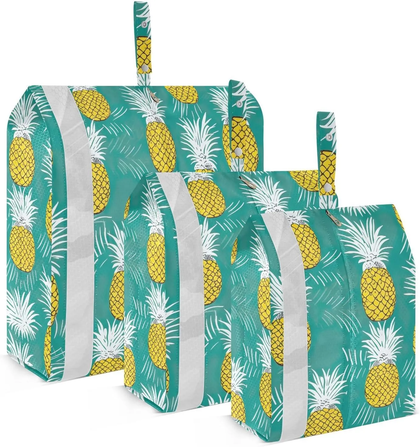 Pineapples Turquoise Green Packing Cubes for Travel 3 Set Compression Bags Luggage Cubes for Travel Essentials