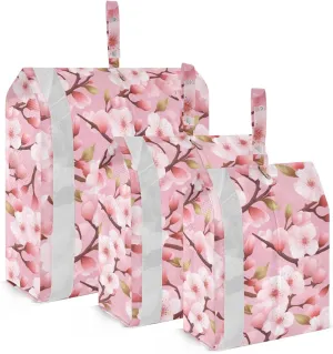 Pink Cherry Blossoms Packing Cubes for Travel 3 Set Packing Compression Cubes Suitcase Organizer Bags Set for Carry On