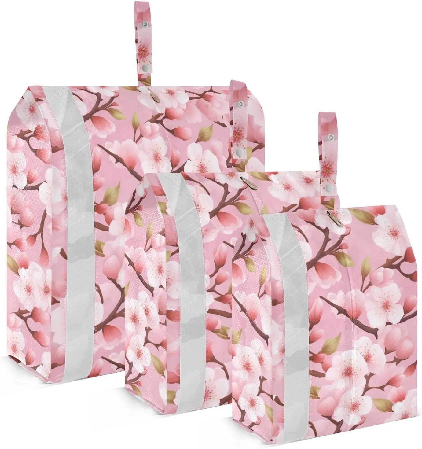 Pink Cherry Blossoms Packing Cubes for Travel 3 Set Packing Compression Cubes Suitcase Organizer Bags Set for Carry On