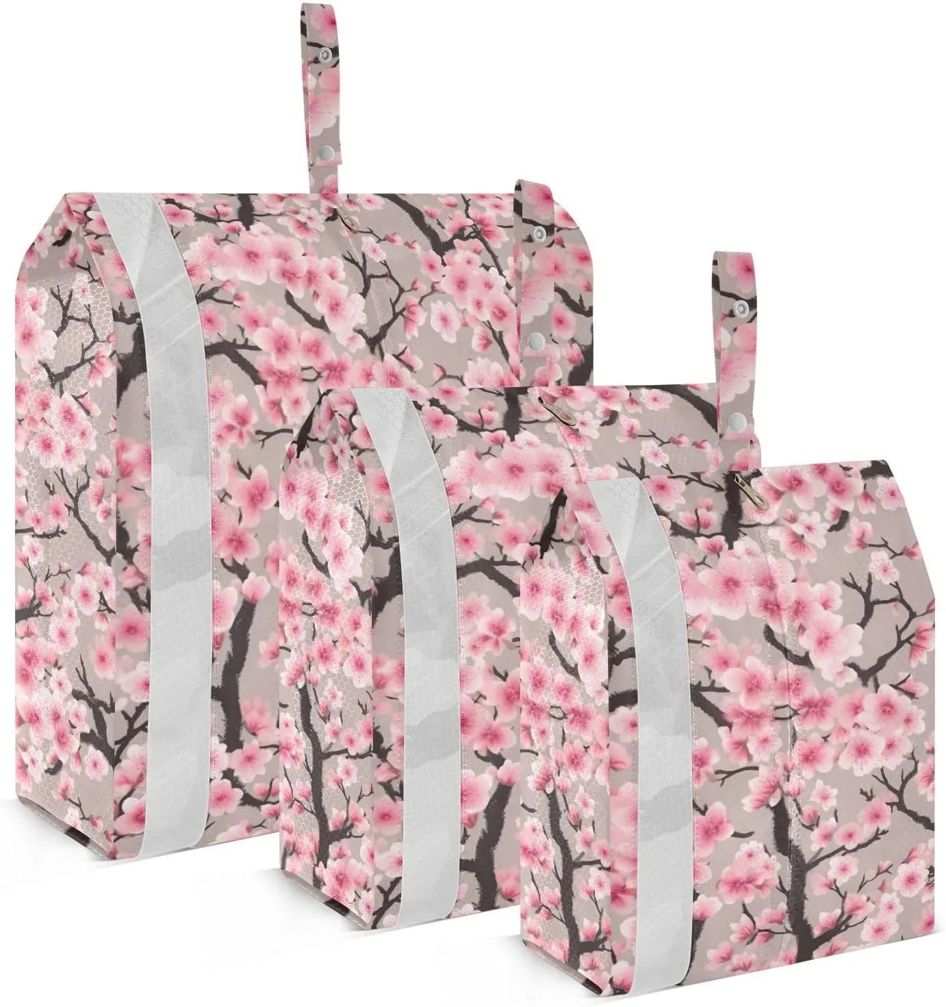 Pink Cherry Floral Packing Cubes for Travel 3 Set Packing Compression Cubes Suitcase Organizer for Packing