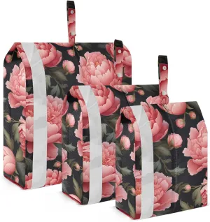 Pink Peonies Vintage Packing Cubes for Travel 3 Set Luggage Packing Cubes Luggage Organizers for Suitcase