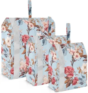 Pink Red Flowers Packing Cubes for Travel 3 Set Packing Compression Cubes Suitcase Organizer for Travel Essentials