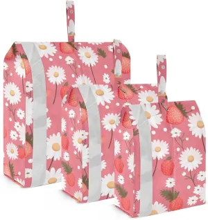 Pink Strawberry Daisy Packing Cubes for Travel 3 Set Compressible Packing Cubes Luggage Packing Organizers for Luggage