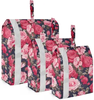 Pink Vintage Roses Packing Cubes for Travel 3 Set Packing Travel Organizer Cubes Luggage Bags for Woman Man