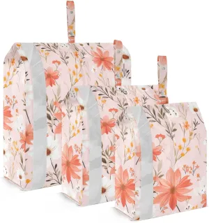 Pink White Daisies Packing Cubes for Travel 3 Set Travel Compression Bags Luggage Cubes for Packing Compression