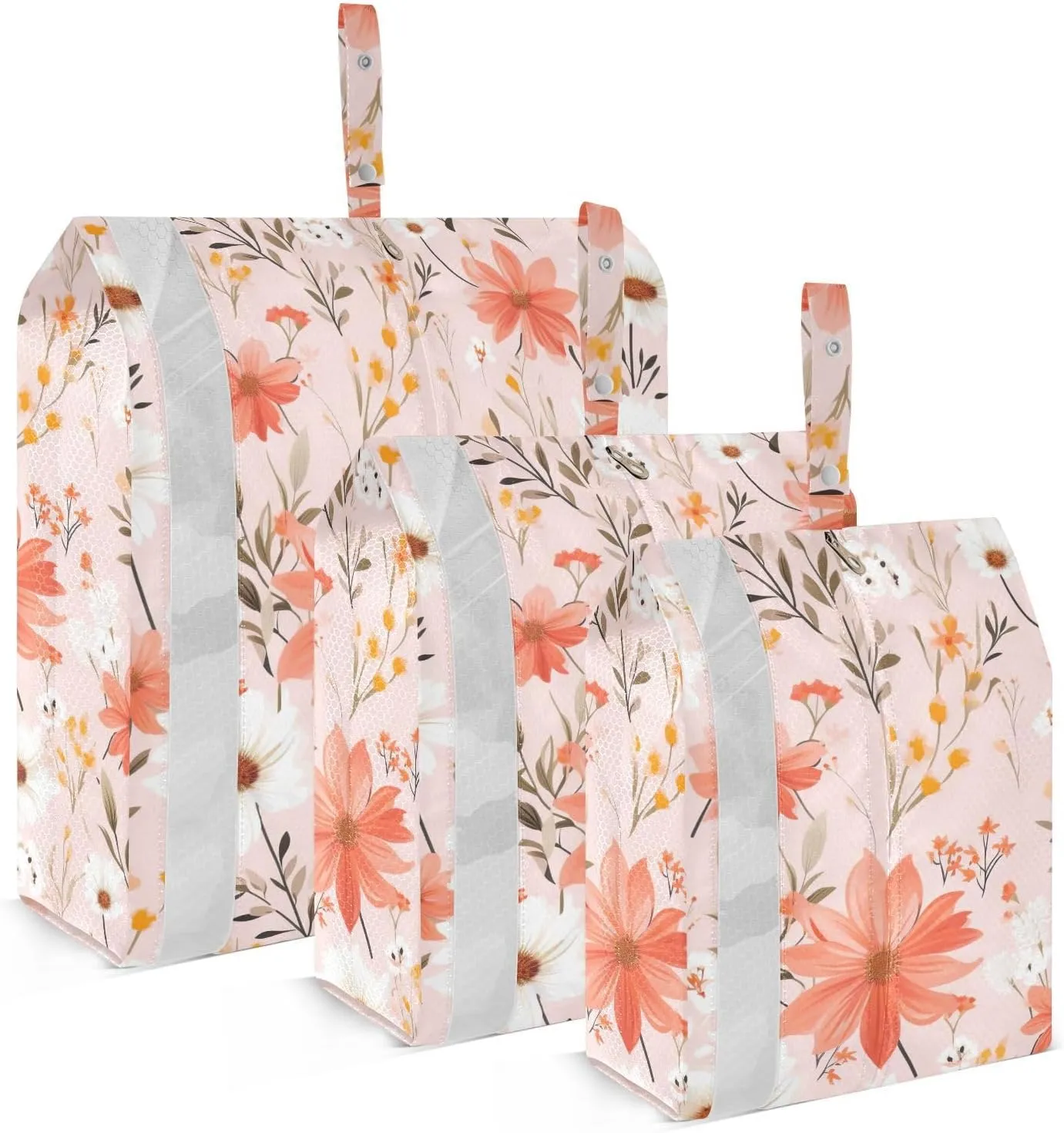 Pink White Daisies Packing Cubes for Travel 3 Set Travel Compression Bags Luggage Cubes for Packing Compression