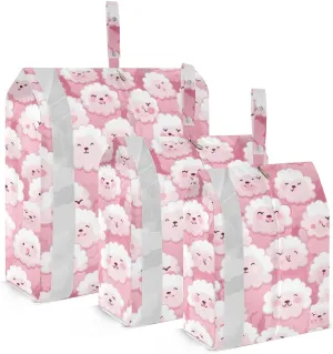 Pink White Sheep Packing Cubes for Travel 3 Set Compression Bag Luggage Bags for Packing Compression