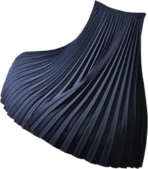 Pleated Skirts for Women High Waist Accordion Pleated A-Line Midi Skirt Stylish Comfy Vintage Skirts