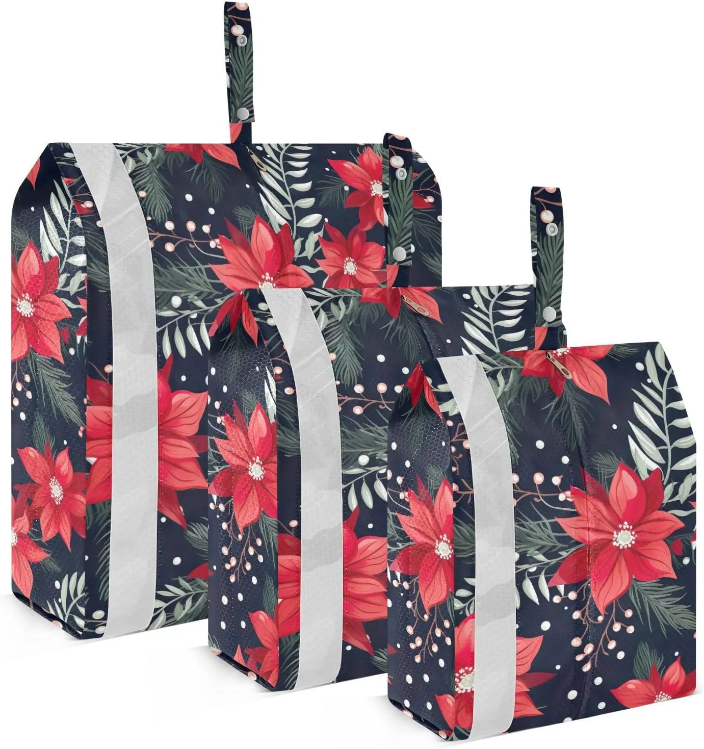 Poinsettia Christmas Flower Packing Cubes for Travel 3 Set Travel Bags Organizer Luggage Organizers for Packing Compression
