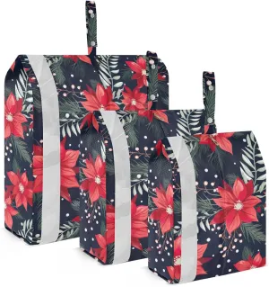 Poinsettia Christmas Flower Packing Cubes for Travel 3 Set Travel Bags Organizer Luggage Organizers for Packing Compression