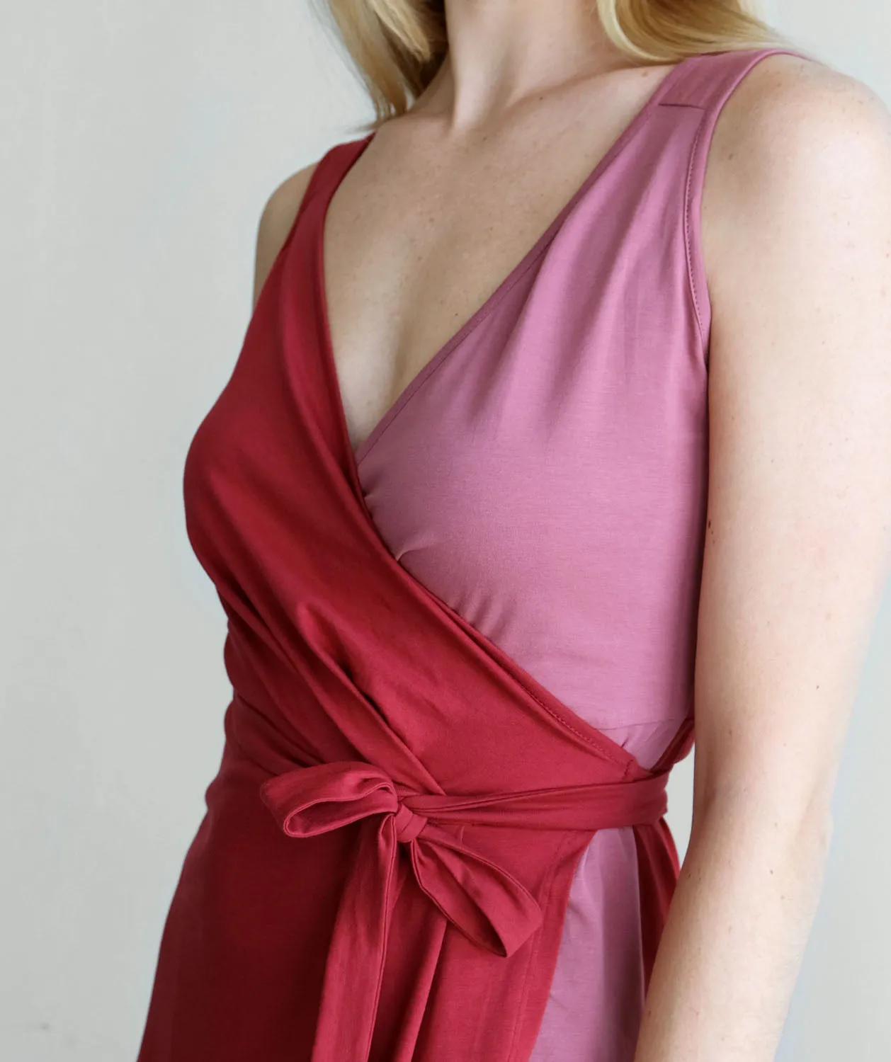 POPPY colorblock dress in Red/Pink