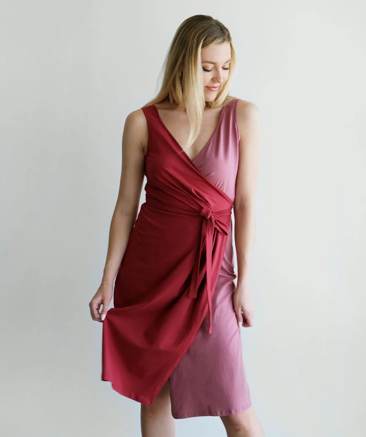 POPPY colorblock dress in Red/Pink